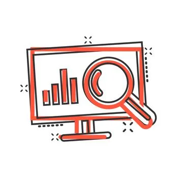Website analytics icon in comic style. SEO data cartoon vector illustration o イラスト素材