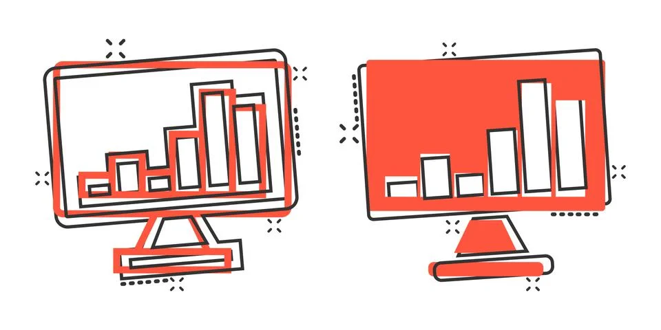 Website analytics icon in comic style. SEO data cartoon vector illustration o Illustrazione stock