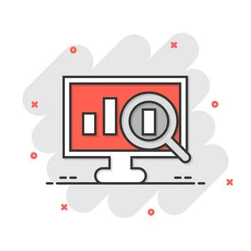 Website analytics icon in comic style. SEO data cartoon vector illustration o イラスト素材