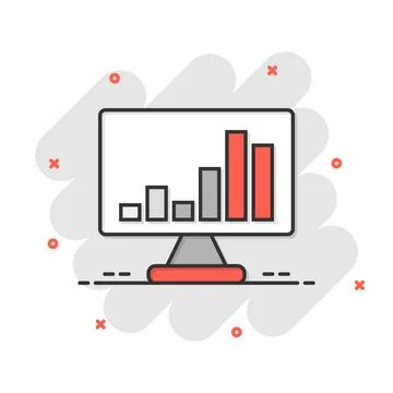 Website analytics icon in comic style. SEO data cartoon vector illustration o イラスト素材