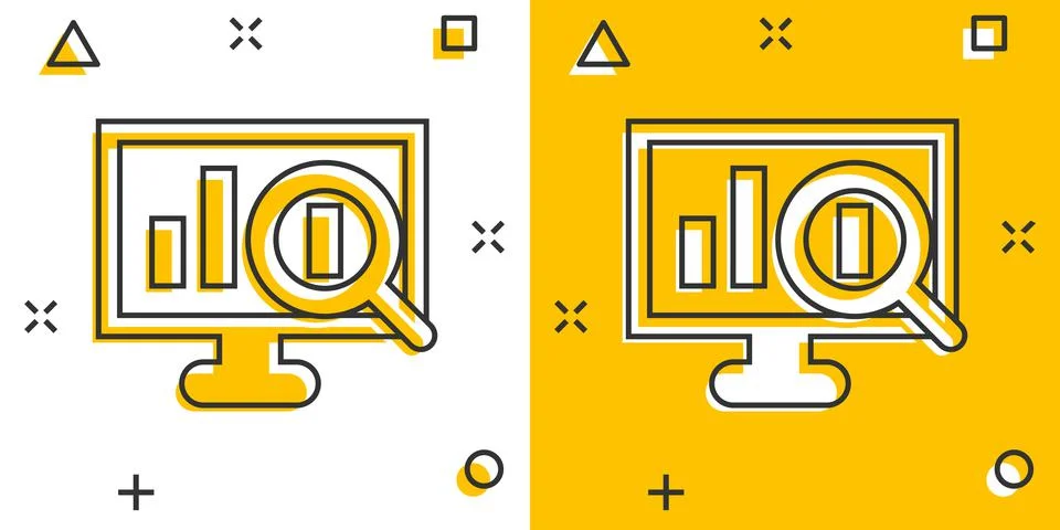 Website analytics icon in comic style. SEO data cartoon vector illustration o イラスト素材