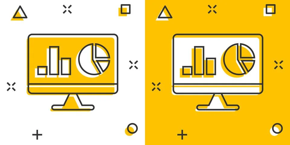Website analytics icon in comic style. SEO data cartoon vector illustration o イラスト素材