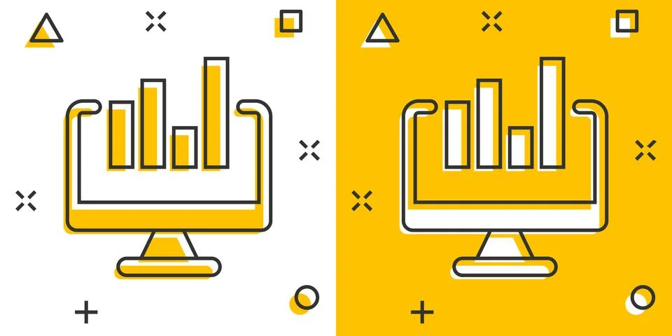 Website analytics icon in comic style. SEO data cartoon vector illustration o Stock Illustration