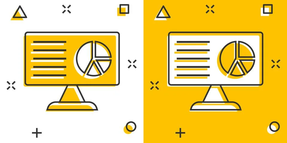 Website analytics icon in comic style. SEO data cartoon vector illustration o Stock Illustration