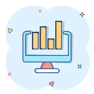 Website analytics icon in comic style. SEO data cartoon vector illustration o 스톡 일러스트
