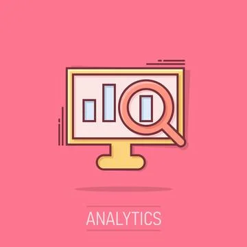 Website analytics icon in comic style. SEO data cartoon vector illustration.. イラスト素材