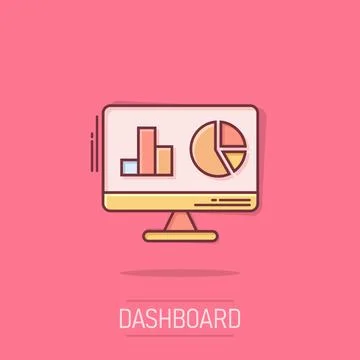 Website analytics icon in comic style. SEO data cartoon vector illustration.. Stock Illustration