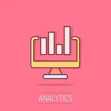 Website analytics icon in comic style. SEO data cartoon vector illustration.. 스톡 일러스트