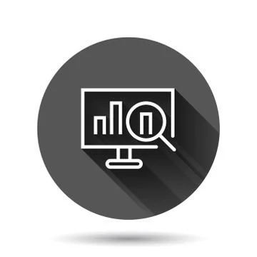 Website analytics icon in flat style. SEO data vector illustration on black r Stock Illustration