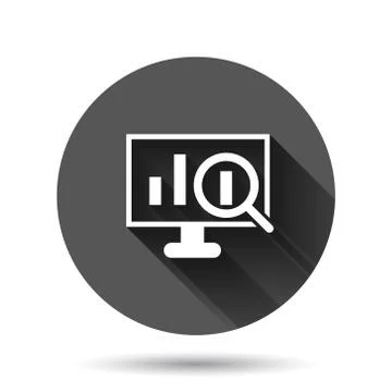 Website analytics icon in flat style. SEO data vector illustration on black r 스톡 일러스트