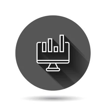 Website analytics icon in flat style. SEO data vector illustration on black r Stock Illustration