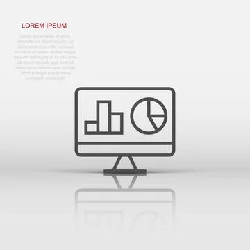 Website analytics icon in flat style. SEO data vector illustration on white.. Illustrazione stock
