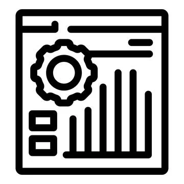 Website analytics showing growing statistics and cogwheel for settings Illustrazione stock
