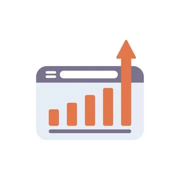 Website analytics showing positive growth with upward trend arrow Illustrazione stock