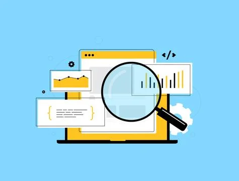Website analytics tracking code monitoring user behavior, collecting data and イラスト素材