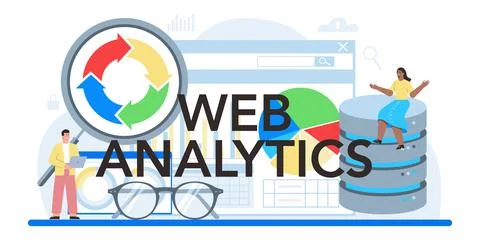 Website analytics typographic header. Web page improvement for business Stock Illustration