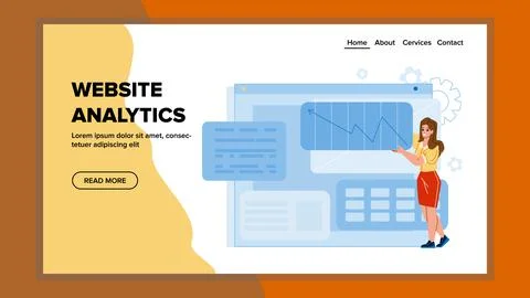 Website Analytics Woman Manager Occupation Vector イラスト素材