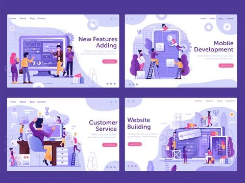 Website and App Developing Gradient Design Banners Stock Illustration