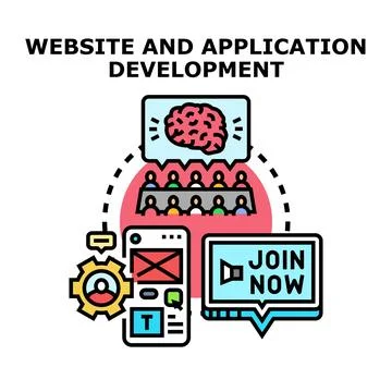Website and application development collaborating on digital projects 스톡 일러스트
