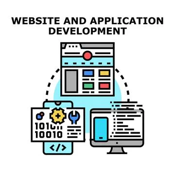 Website and application development using various devices Stock Illustration