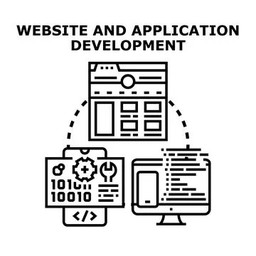 Website and application development using various devices Stock Illustration