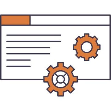 Website and cogwheels vector settings flat icon Stock Illustration