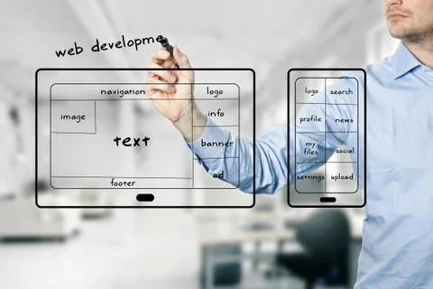 Website and mobile app development Stock Photos