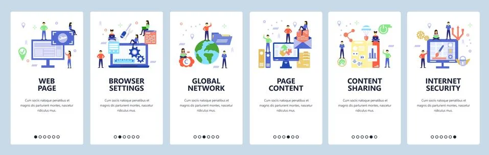 Website and mobile app onboarding screens vector template Stock Illustration