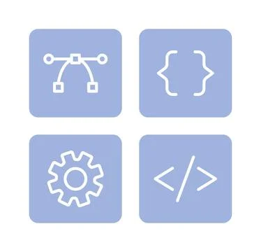 Website, app development buttons semi flat color vector icons pack Stockillustratie