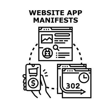 Website app manifests linking web and mobile experiences Stock Illustration