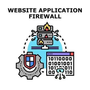 Website application firewall protecting digital data and servers Stock Illustration
