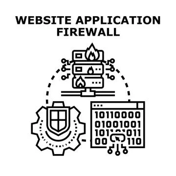 Website application firewall protecting digital data and servers Stock Illustration