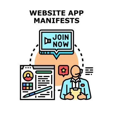Website application manifests creating promotion system Stock Illustration
