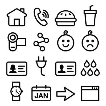 Website, application vector line icons set Stock Illustration