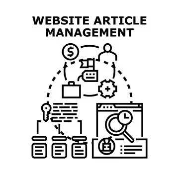 Website article management concept vector illustrating content process Stock Illustration