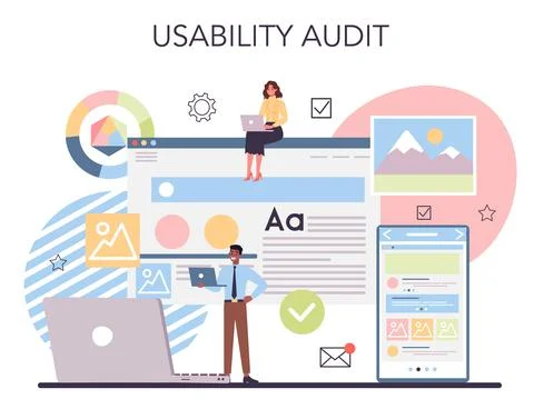 Website audit concept. Web page analysis of website's visibility Stock Illustration