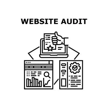 Website Audit Vector Concept Black Illustration Stock Illustration