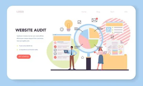 Website audit web banner or landing page. Web page analysis Stock Illustration