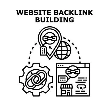 Website backlink building process online optimization Stock Illustration