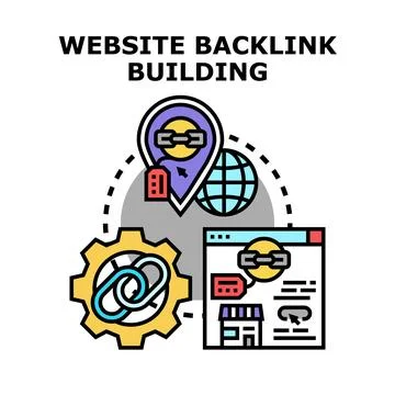 Website backlink building process online optimization Stock Illustration