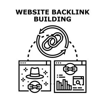Website backlink building strategy optimizing search engine ranking Stock Illustration