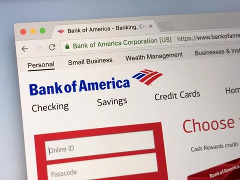 Website of Bank of America Stock Photos