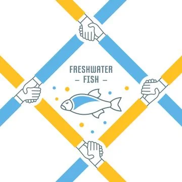 Website Banner and Landing Page of Freshwater Fish. Free Stock Illustration
