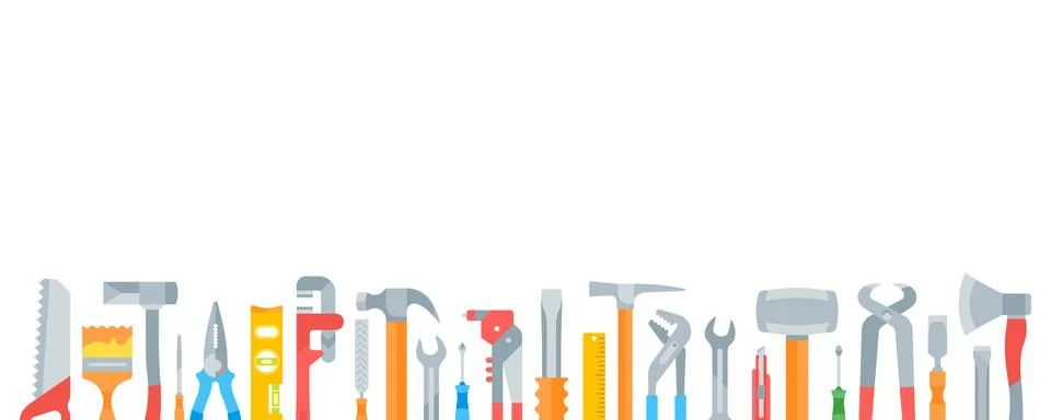 Website Banner of Building Tools. Stock Illustration