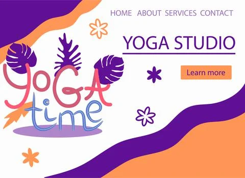 Website banner design for Yoga studio promotion with Learn more button. Yogi  イラスト素材