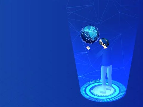 Website banner or template design for Augmented Reality (AR) concept, analy.. Stock Illustration