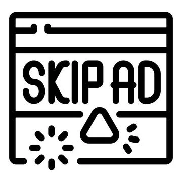 Website banner showing skip ad button with loading icon Stock Illustration