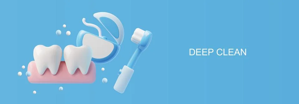 Website banner template about deep teeth cleaning 3D style Illustrazione stock