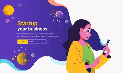 Website banner template image for start up business company, illustrated by y Stock Illustration