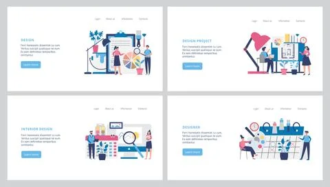 Website banners for design studio or creative agency, flat vector illustration. Stock Illustration